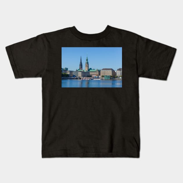 Inner Alster, City Hall, Hamburg, Germany Kids T-Shirt by Kruegerfoto